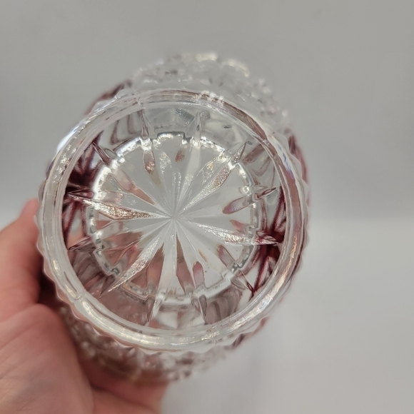 Anna Hütte Bleikristall German Lead Crystal Basket Candy Dish Cut Red Clear Vtg - Picture 3 of 6